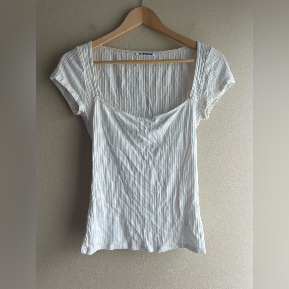 Reformation Women White Square Neck Top Small